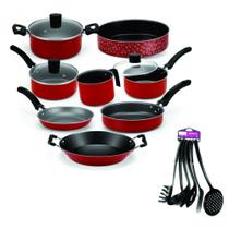 Jogo de Panelas aluminio Enjoy Vermelha 14 Peças