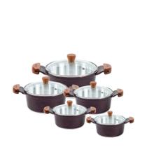 Jogo de panelas aluminio fundido javali com tampa de vidro