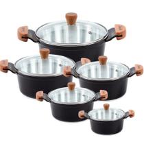 Jogo de panelas aluminio fundido javali com tampa de vidro Jogo de panelas aluminio fundido javali com tampa de vidro