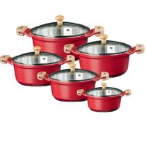 Jogo de panelas aluminio fundido javali com tampa de vidro