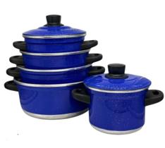Jogo de Panelas Aluminio Granitado Azul- 5 panelas- Com tampa Jogo de Panelas Aluminio Granitado Azul- 5 panelas- Com tampa