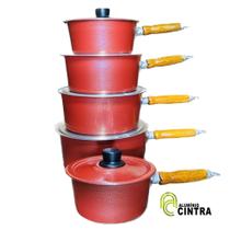 Jogo de Panelas Alumínio Grosso Craquelado 1 cabo madeira 2mm Antiga Fogão Lenha Jogo de Panelas Alumínio Grosso Craquelado 1 cabo madeira 2mm Antiga Fogão Lenha