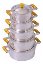 Jogo De Panelas Alumínio Puro 16 a 24 Fundido Batido Grosso 5 Peças Polido