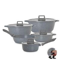 Jogo de Panelas Antiad 5 Peça Graniflon Cinza Moda do Chef Jogo de Panelas Antiad 5 Peça Graniflon Cinza Moda do Chef