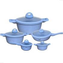 Jogo De Panelas Antiaderente 5 Peças Ceramic Cores Cor Azul