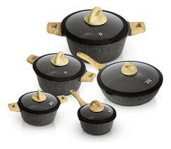 Jogo De Panelas Antiaderente 5 Peças Ceramic Cores Cor Preto Jogo De Panelas Antiaderente 5 Peças Ceramic Cores Cor Preto