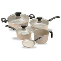 Jogo de Panelas Antiaderente 5 Peças Com Tampa de Vidro Alegrete