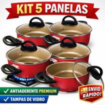 Jogo de Panelas Antiaderente 5 Peças com Tampa de Vidro Não Gruda Cozinha Moderna Jogo de Panelas Antiaderente 5 Peças com Tampa de Vidro Não Gruda Cozinha Moderna