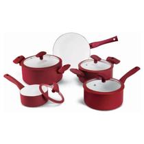 Jogo de Panelas Antiaderente 5 Peças Soft Touch Vermelho PA300-5PVM Hercules