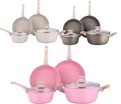 Jogo de Panelas Antiaderente 6 Peças Revestimento Cerâmico 3 Cores Disponíveis Não gruda Fácil de limpar Permite cozinhar com menos óleo Jogo de Panelas Antiaderente 6 Peças Revestimento Cerâmico 3 Cores Disponíveis Não gruda Fácil de limpar Permite cozinhar com menos óleo