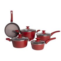 Jogo de Panelas Antiaderente Ceramic Life 5 Peças c/ Indução Vermelho Carmin Brinox - 4799/100