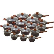 Jogo de Panelas Antiaderente Ceramica Cooktop Fogão Indução Kit 16 Peças Conjunto Marmol