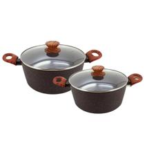 Jogo de Panelas Antiaderente Ceramica Cooktop Fogão Indução Kit 2 Peças Conjunto Marmol - Mimo Style