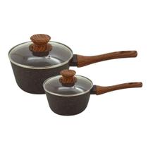 Jogo de Panelas Antiaderente Ceramica Cooktop Fogão Indução Kit 2 Peças Conjunto Marmol