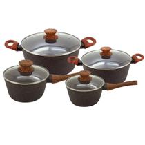 Jogo de Panelas Antiaderente Ceramica Cooktop Fogão Indução Kit 4 Peças Conjunto Marmol