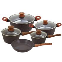 Jogo de Panelas Antiaderente Ceramica Cooktop Fogão Indução Kit 5 Peças Conjunto Marmol