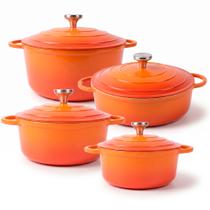 Jogo de Panelas Antiaderente Cerâmica de Indução Le Chef Laranja - Hauskraft Premium Jogo de Panelas Antiaderente Cerâmica de Indução Le Chef Laranja - Hauskraft Premium