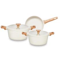 Jogo de Panelas Antiaderente Cerâmica Kit 3 Peças Indução Titanium Natural Jogo de Panelas Antiaderente Cerâmica Kit 3 Peças Indução Titanium Natural