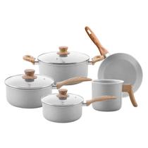 Jogo de Panelas Antiaderente Cerâmica Kit 5 Peças Brinox Conjunto Easy Life Gris