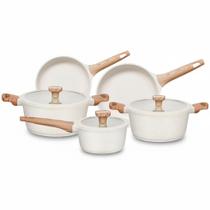 Jogo de Panelas Antiaderente Cerâmica Kit 5 Peças Indução Titanium Natural Jogo de Panelas Antiaderente Cerâmica Kit 5 Peças Indução Titanium Natural