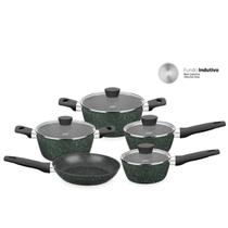 Jogo de Panelas Antiaderente Ceramica Vanilla Cooktop Fogão Indução Kit Carmela 5 Peças Conjunto - MTA