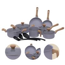 Jogo de Panelas Antiaderente Cerâmico Fogão Indução Kit 10 Peças Pratic Cook Marmol