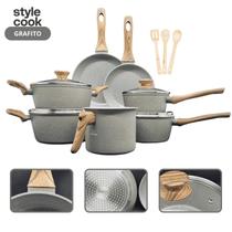 Jogo de Panelas Antiaderente Cerâmico Fogão Indução Kit 10 Peças Vanilla Cook Marmol Jogo de Panelas Antiaderente Cerâmico Fogão Indução Kit 10 Peças Vanilla Cook Marmol