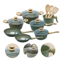 Jogo de Panelas Antiaderente Cerâmico Fogão Indução Kit 10 Peças Vanilla Cook Marmol