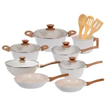 Jogo de Panelas Antiaderente Cerâmico Fogão Indução Kit 11 Peças Cook Marmol