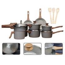 Jogo de Panelas Antiaderente Cerâmico Fogão Indução Kit 11 Peças Vanilla Cook Marmol Jogo de Panelas Antiaderente Cerâmico Fogão Indução Kit 11 Peças Vanilla Cook Marmol