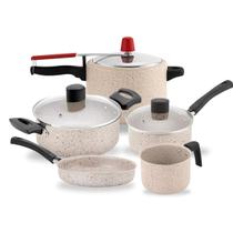 Jogo de Panelas Antiaderente Com Panela de Pressão 5 Peças Tampa de Vidro Alegrete