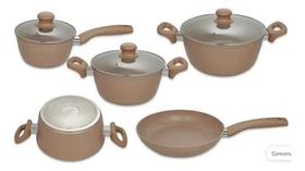 Jogo De Panelas Antiaderente Creme Com 21 Peças Quartzo Creme