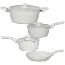 Jogo de Panelas Antiaderente de Indução Revestimento Cerâmica Viena Areia 4 Peças - Rio Home Jogo de Panelas Antiaderente de Indução Revestimento Cerâmica Viena Areia 4 Peças - Rio Home