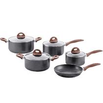 Jogo De Panelas Antiaderente Fogão Indução Kit 5 Peças Conjunto Smart Plus Brinox Granito