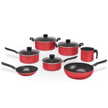 Jogo De Panelas Antiaderente Garlic Vermelho 7 Pçs - Brinox