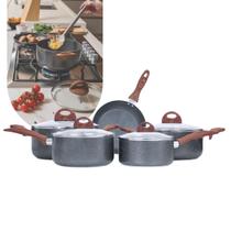 Jogo De Panelas Antiaderente Induçã 5 Peças Brinox Ceramic Life Smart Plus Cor Granito
