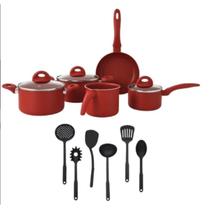 Jogo De Panelas Antiaderente Marmorizada 14 Peças Lindas