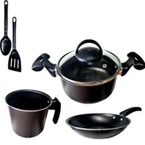 Jogo de Panelas Antiaderente Pequeno + 2 Espátulas