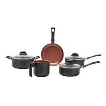 Jogo de Panelas Antiaderente Pro-Flon 5 Peças Topázio Cinza Range Brinox - 7233/101 Jogo de Panelas Antiaderente Pro-Flon 5 Peças Topázio Cinza Range Brinox - 7233/101