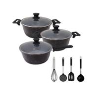 Jogo de Panelas antiaderente Revestimento cerâmica 7 peças para Fogão a Gás, Vitrocerâmico, Eletroindução e Elétrico