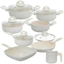 Jogo de Panelas Antiaderente Revestimento Cerâmica Ibiza Vanilla Premium 8 Peças - Casambiente Jogo de Panelas Antiaderente Revestimento Cerâmica Ibiza Vanilla Premium 8 Peças - Casambiente