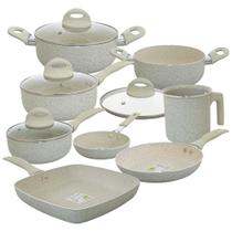 Jogo de Panelas Antiaderente Revestimento Cerâmica Ibiza Vanilla Premium 8 Peças - Casambiente
