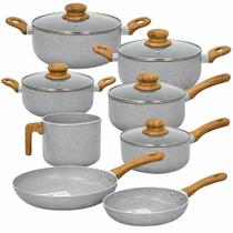 Jogo de Panelas Antiaderente Revestimento Cerâmica Sahara Grey 8 Peças - Casambiente