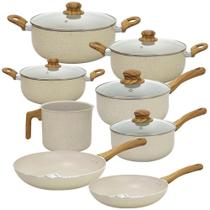 Jogo de Panelas Antiaderente Revestimento Cerâmica Vanilla Sahara 8 Peças - Casambiente