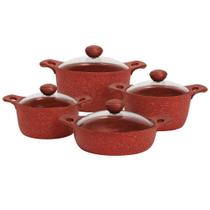 Jogo de Panelas Antiaderente Revestimento Granito 4 Peças Cooktop Fogão Indução