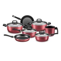 Jogo de Panelas Antiaderente Safira Cristal 7 Peças Cereja MTA - 5678 Jogo de Panelas Antiaderente Safira Cristal 7 Peças Cereja MTA - 5678