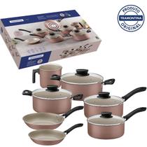 Jogo de Panelas Antiaderente Starflon Max Linz Tramontina 7 Peças Mocaccino