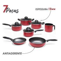 Jogo de panelas antiaderente tampa vidro chilli 7 peças brinox