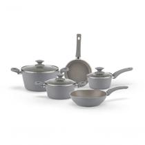 Jogo De Panelas Antiaderentes 5 Peças Indução Ceramic Life Optima Marble Brinox - Cinza Cinza