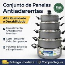 Jogo de Panelas Antiaderentes CJ 05 Panelas com Tampa de Vidro e Alças em Banquelite Cor Grafite e Cereja Alumbella Jogo de Panelas Antiaderentes CJ 05 Panelas com Tampa de Vidro e Alças em Banquelite Cor Grafite e Cereja Alumbella